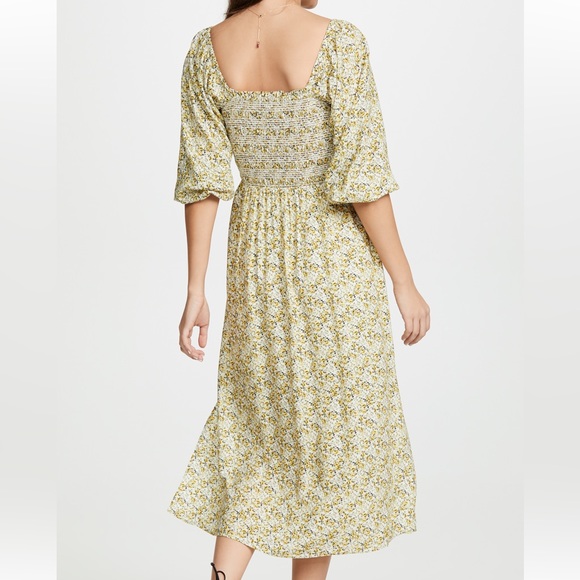 Wayf Nevah Smocked Midi Dress - Picture 2 of 3